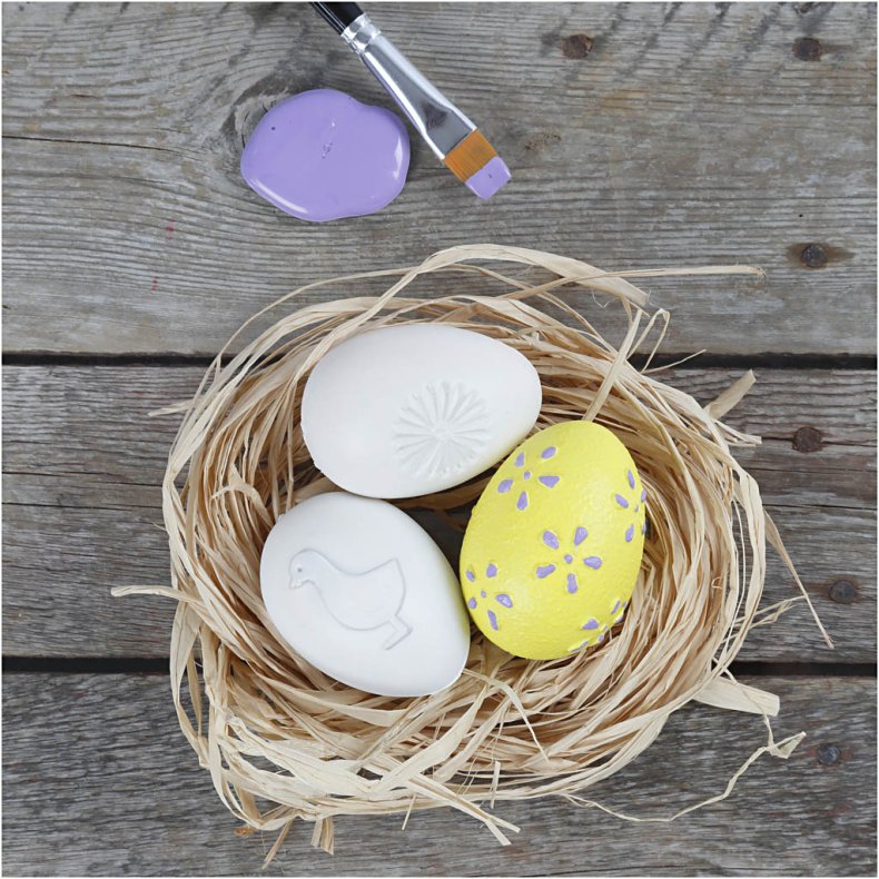 &AElig;g, pr&aelig;get m&oslash;nster, H: 6 cm, hvid, 12 stk./ 1 pk.