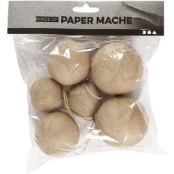 Kugler i papmache, diam. 4+5+6 cm, 6 stk./ 1 pk.