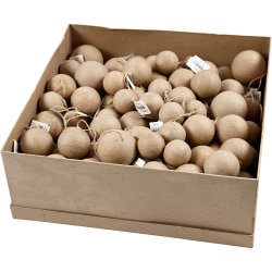 Kugler i papmache, diam. 4+5+6 cm, 3x35 stk./ 1 pk.