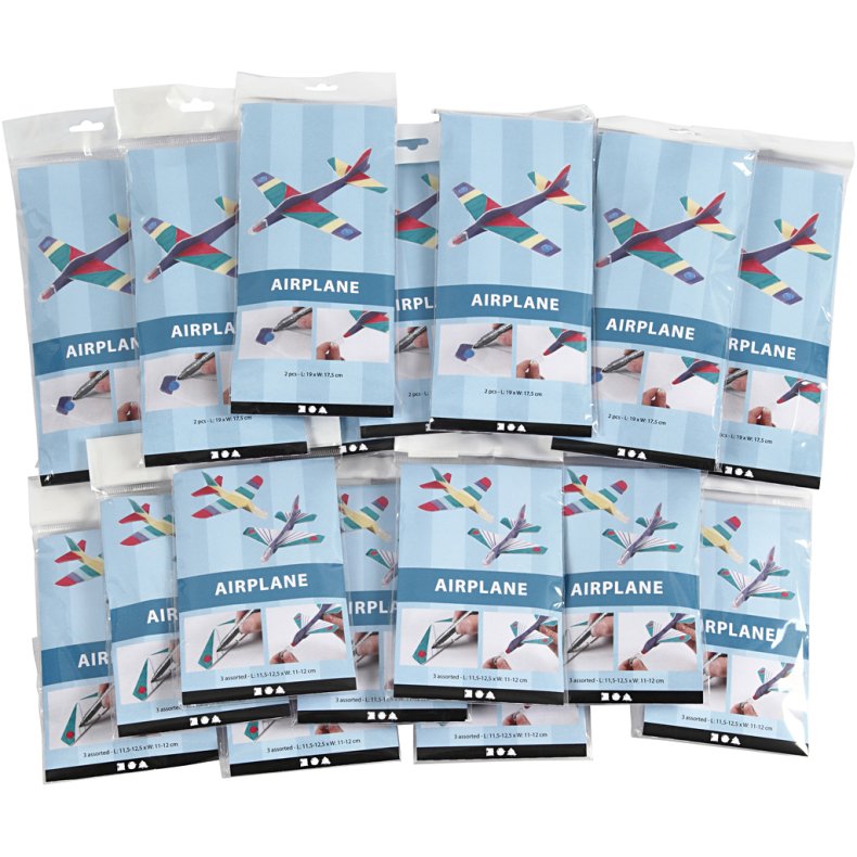 Flyvemaskiner, L: 11,5-19 cm, B: 11-17,5 cm, hvid, 50 stk./ 1 pk.