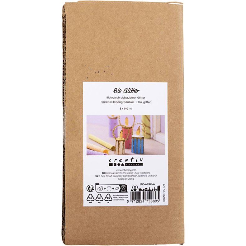 Bio-glimmer, ass. farver, 8x140 ml/ 1 pk.