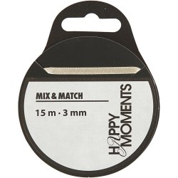 Satinb&aring;nd, B: 3 mm, r&aring;hvid, 15 m/ 1 rl.