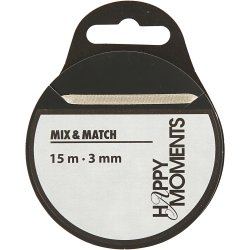 Satinb&aring;nd, B: 3 mm, r&aring;hvid, 15 m/ 1 rl.