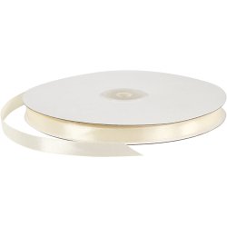 Satinb&aring;nd, B: 10 mm, r&aring;hvid, 100 m/ 1 rl.