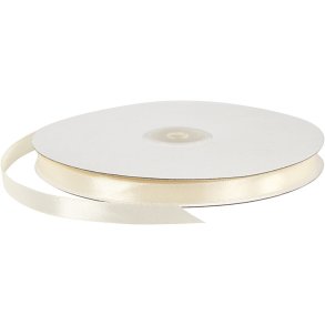 Satinbånd, B: 10 mm, råhvid, 100 m/ 1 rl.