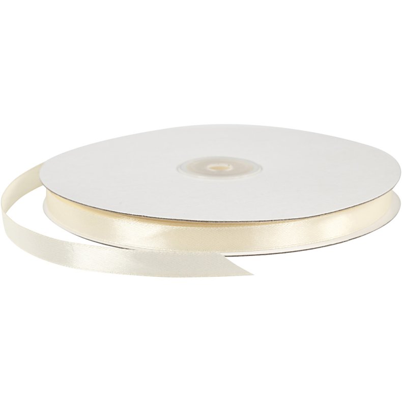 Satinb&aring;nd, B: 10 mm, r&aring;hvid, 100 m/ 1 rl.