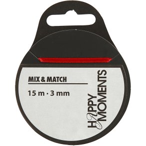 Satinbånd, B: 3 mm, rød, 15 m/ 1 rl.