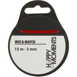 Satinb&aring;nd, B: 3 mm, r&oslash;d, 15 m/ 1 rl.