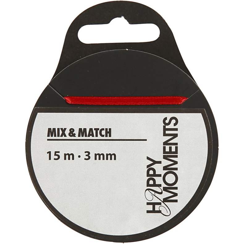 Satinb&aring;nd, B: 3 mm, r&oslash;d, 15 m/ 1 rl.