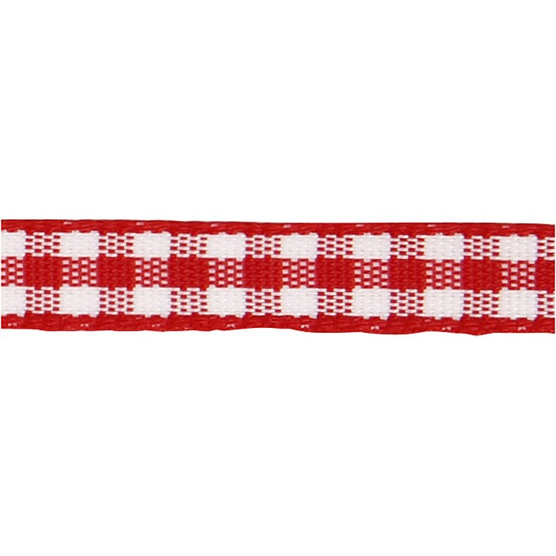 Ternet b&aring;nd, B: 6 mm, r&oslash;d/hvid, 50 m/ 1 rl.