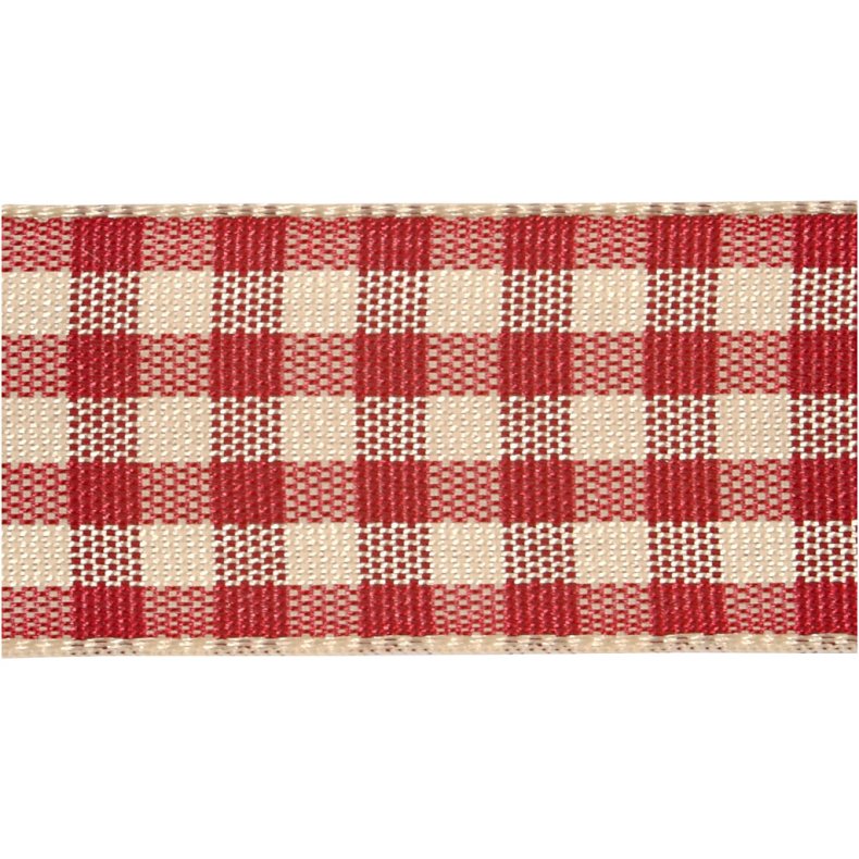 Ternet b&aring;nd, B: 20 mm, gl. r&oslash;d/hvid, 25 m/ 1 rl.