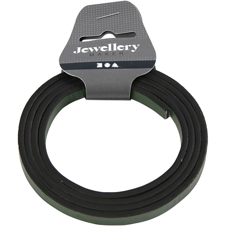 Imiteret L&aelig;derb&aring;nd, B: 10 mm, tykkelse 3 mm, gr&oslash;n, 1 m/ 1 pk.