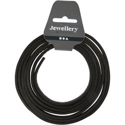 L&aelig;derb&aring;nd, B: 10 mm, tykkelse 3 mm, sort, 2 m/ 1 pk.