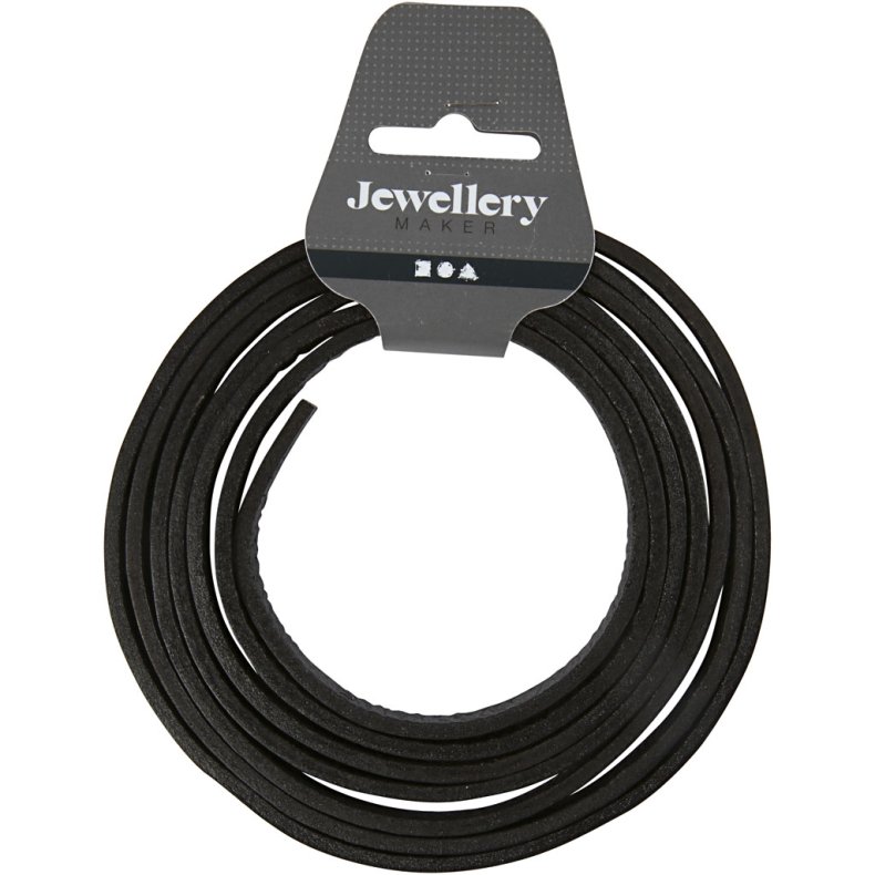 L&aelig;derb&aring;nd, B: 10 mm, tykkelse 3 mm, sort, 2 m/ 1 pk.
