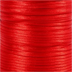 Satinsnor, tykkelse 2 mm, r&oslash;d, 50 m/ 1 rl.