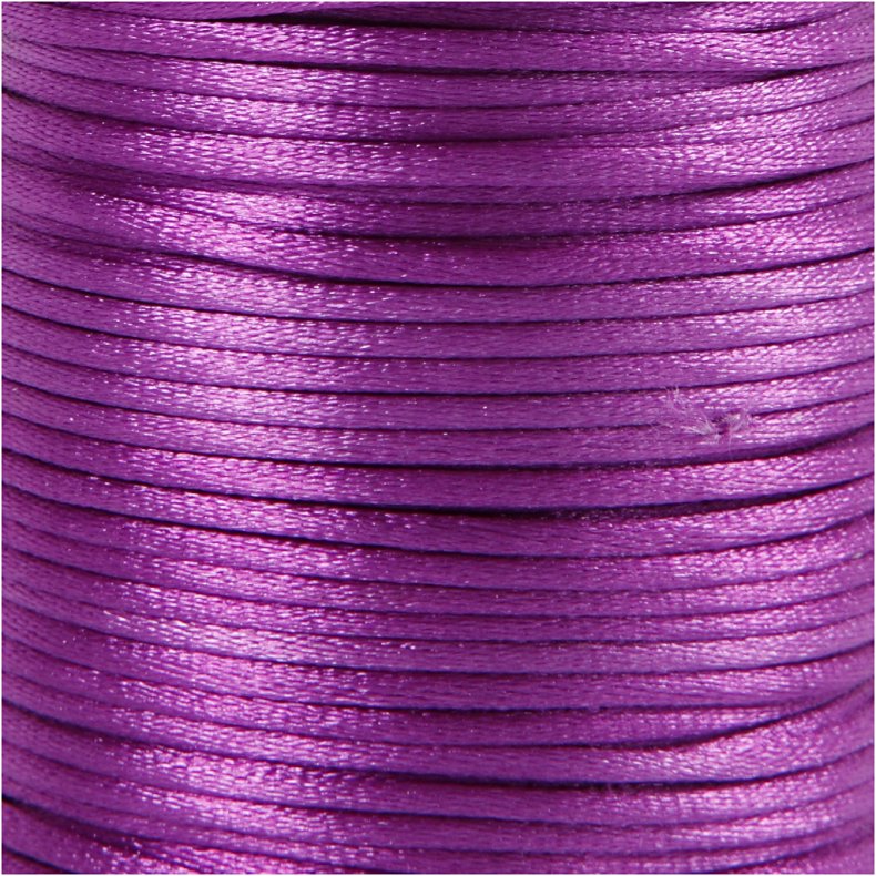 Satinsnor, tykkelse 2 mm, lilla, 50 m/ 1 rl.