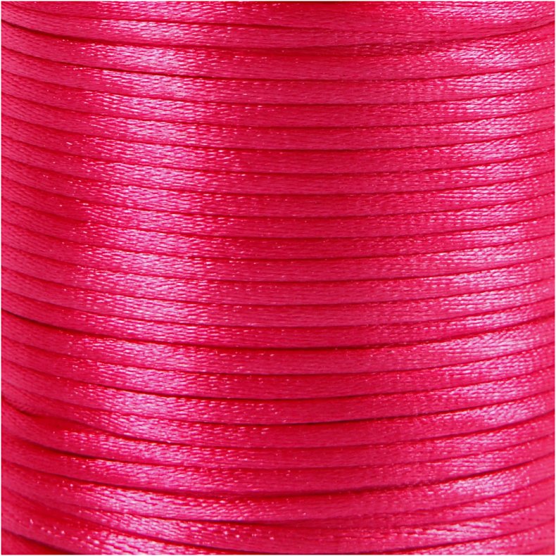 Satinsnor, tykkelse 2 mm, pink, 50 m/ 1 rl.