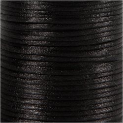 Satinsnor, tykkelse 2 mm, sort, 50 m/ 1 rl.