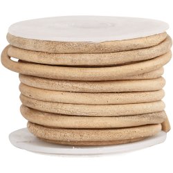 L&aelig;dersnor, tykkelse 4 mm, natur, 5 m/ 1 rl.