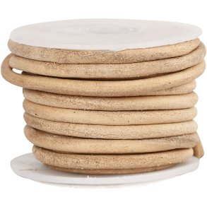 Lædersnor, tykkelse 4 mm, natur, 5 m/ 1 rl.