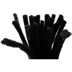 Chenille, L: 30 cm, tykkelse 9 mm, sort, 25 stk./ 1 pk.