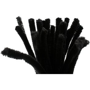 Chenille, L: 30 cm, tykkelse 9 mm, sort, 25 stk./ 1 pk.