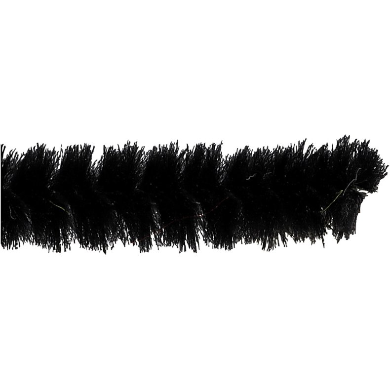 Chenille, L: 30 cm, tykkelse 9 mm, sort, 25 stk./ 1 pk.