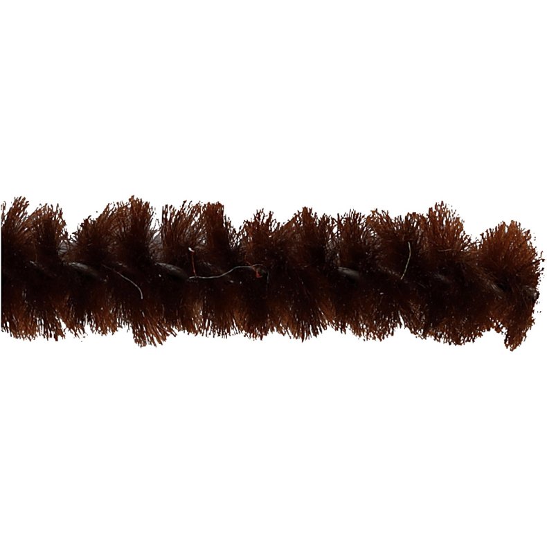 Chenille, L: 30 cm, tykkelse 6 mm, brun, 50 stk./ 1 pk.