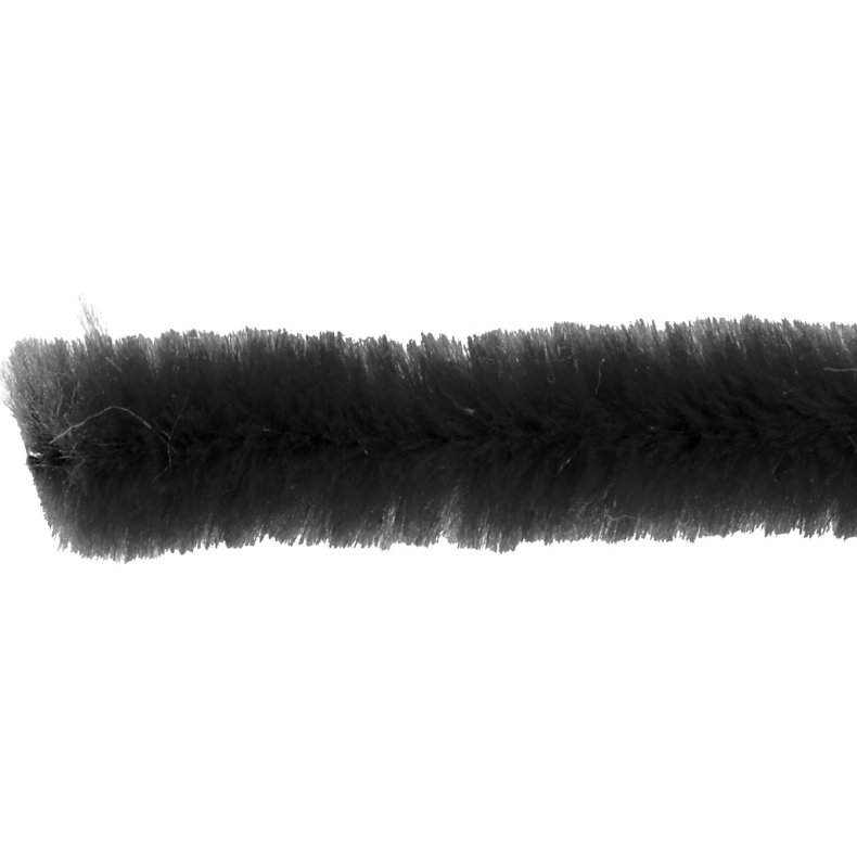 Chenille, L: 30 cm, tykkelse 6 mm, sort, 50 stk./ 1 pk.