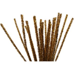 Chenille, L: 30 cm, tykkelse 6 mm, glitter, guld, 24 stk./ 1 pk.