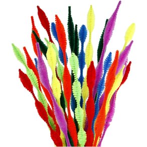 Chenille, figurklippede, L: 30 cm, tykkelse 5-12 mm, ass. farver, 28 ass./ 1 pk.
