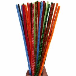 Chenille, stribede, L: 30 cm, tykkelse 6 mm, ass. farver, 30 ass./ 1 pk.