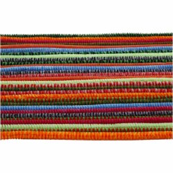 Chenille, stribede, L: 30 cm, tykkelse 6 mm, ass. farver, 30 ass./ 1 pk.