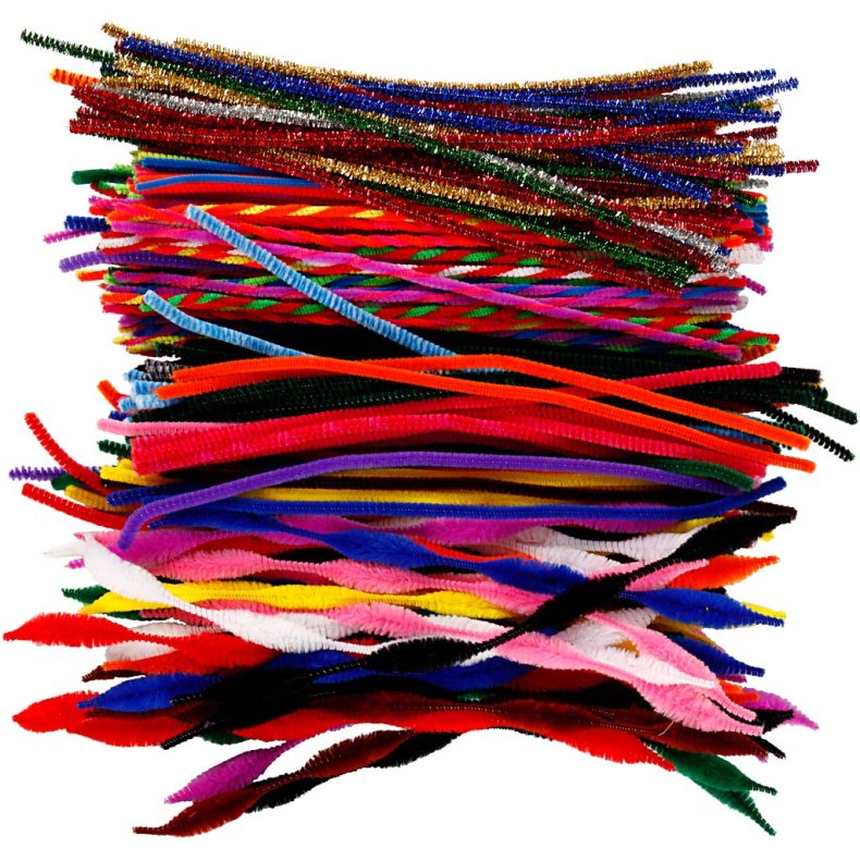 Chenille, L: 30,5 cm, tykkelse 4-6 mm, ass. farver, 250 ass./ 1 pk.