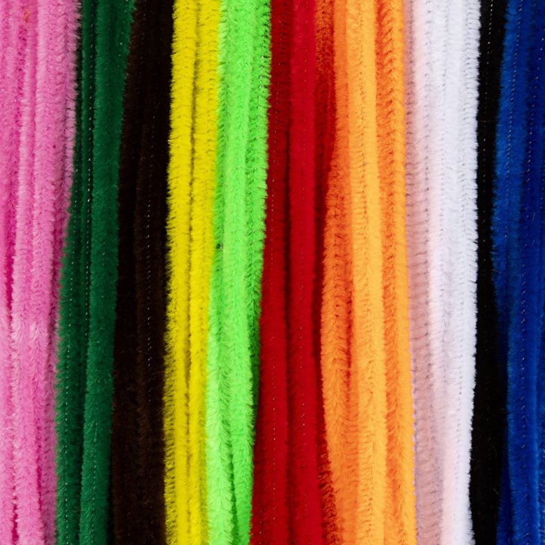 Chenille, L: 30 cm, tykkelse 4 mm, ass. farver, 300 ass./ 1 pk.