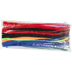 Chenille, L: 30 cm, tykkelse 6 mm, ass. farver, 200 ass./ 1 pk.