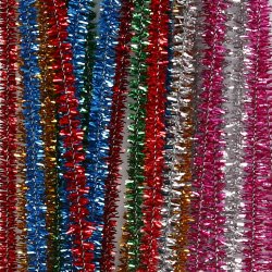 Chenille, L: 30 cm, tykkelse 6 mm, glitter, st&aelig;rke farver, 24 ass./ 1 pk.