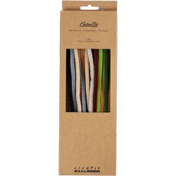 Chenille, L: 30 cm, tykkelse 6 mm, natur, 25 stk./ 1 pk.