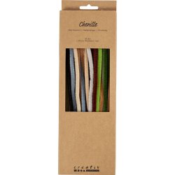 Chenille, L: 30 cm, tykkelse 6 mm, natur, 25 stk./ 1 pk.