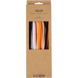 Chenille, L: 30 cm, tykkelse 6 mm, halloweenfarver, 25 ass./ 1 pk.