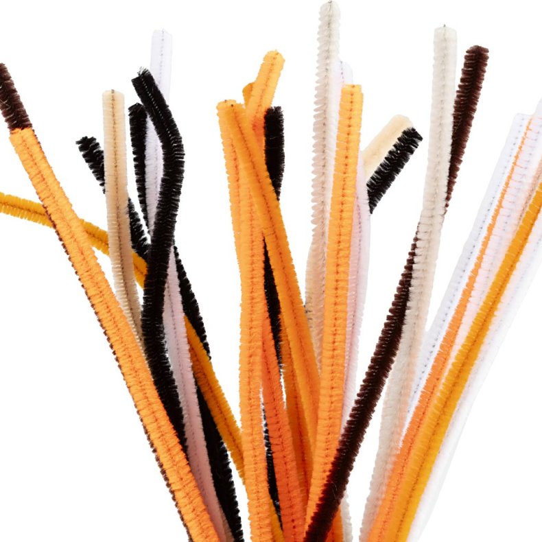 Chenille, L: 30 cm, tykkelse 6 mm, halloweenfarver, 25 ass./ 1 pk.