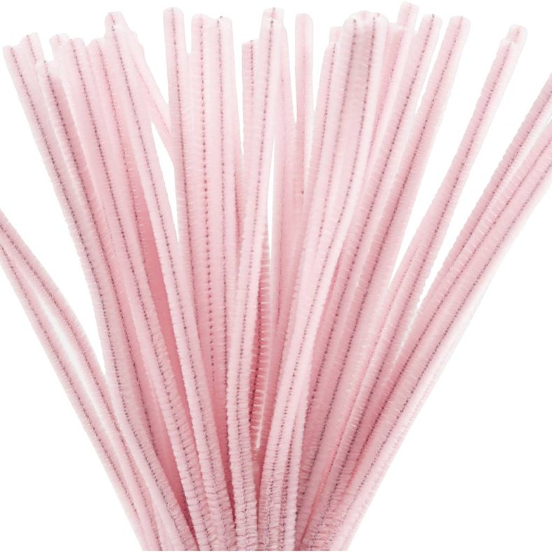 Chenille, L: 30 cm, tykkelse 6 mm, rosa, 50 stk./ 1 pk.