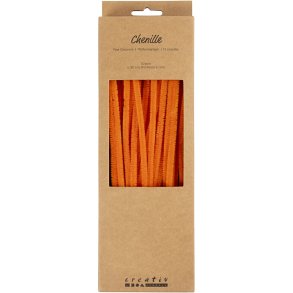 Chenille, L: 30 cm, tykkelse 6 mm, orange, 50 stk./ 1 pk.