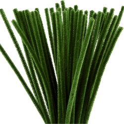 Chenille, L: 30 cm, tykkelse 6 mm, grangr&oslash;n, 50 stk./ 1 pk.
