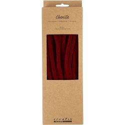 Chenille, L: 30 cm, tykkelse 6 mm, m&oslash;rk r&oslash;d, 50 stk./ 1 pk.