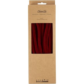 Chenille, L: 30 cm, tykkelse 6 mm, mørk rød, 50 stk./ 1 pk.