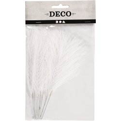 Kunstige fjer, L: 15 cm, B: 8 cm, hvid, 10 stk./ 1 pk.