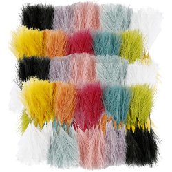 Kunstige fjer, L: 15 cm, B: 8 cm, ass. farver, 10x10 pk./ 1 pk.
