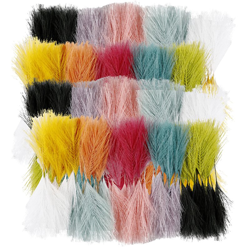 Kunstige fjer, L: 15 cm, B: 8 cm, ass. farver, 10x10 pk./ 1 pk.