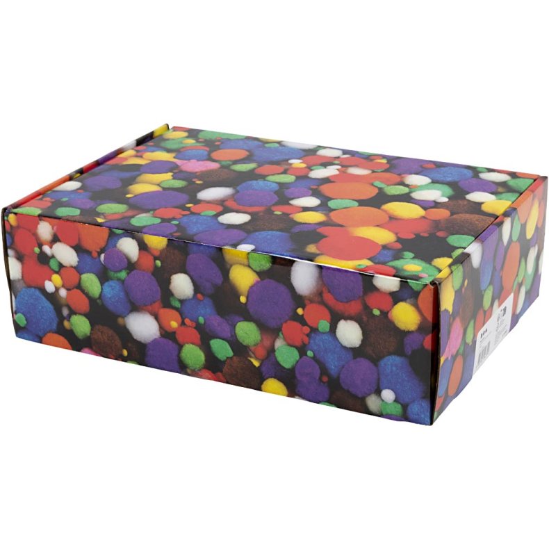 Pomponer, diam. 5-40 mm, ca. 720 stk., ass. farver, 200 g/ 1 pk.